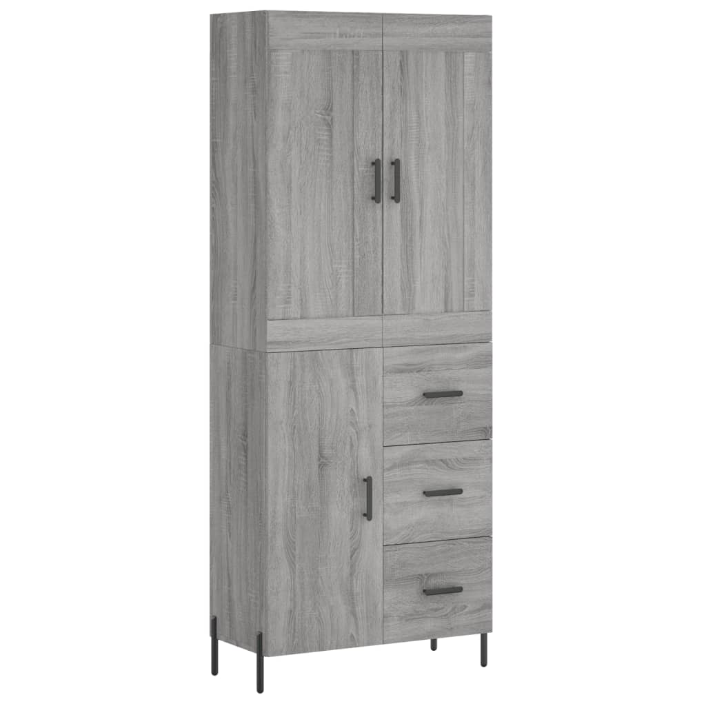 Hoge kast 69,5x34x180 cm bewerkt hout grijs sonoma eikenkleurig - AllerleiShop