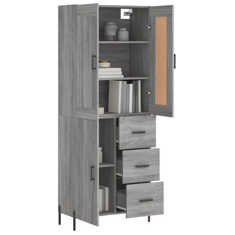 Hoge kast 69,5x34x180 cm bewerkt hout grijs sonoma eikenkleurig - AllerleiShop