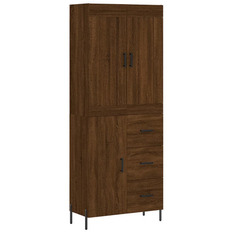 Hoge kast 69,5x34x180 cm bewerkt hout bruin eikenkleur - AllerleiShop