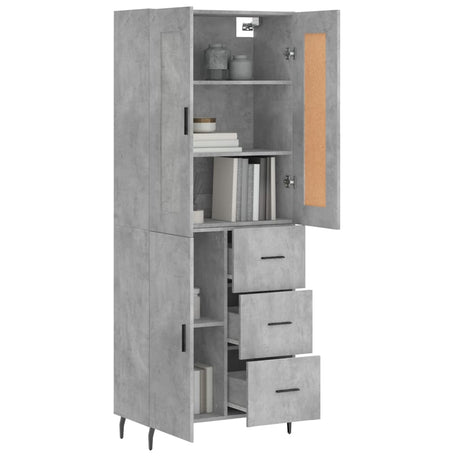 Hoge kast 69,5x34x180 cm bewerkt hout betongrijs - AllerleiShop