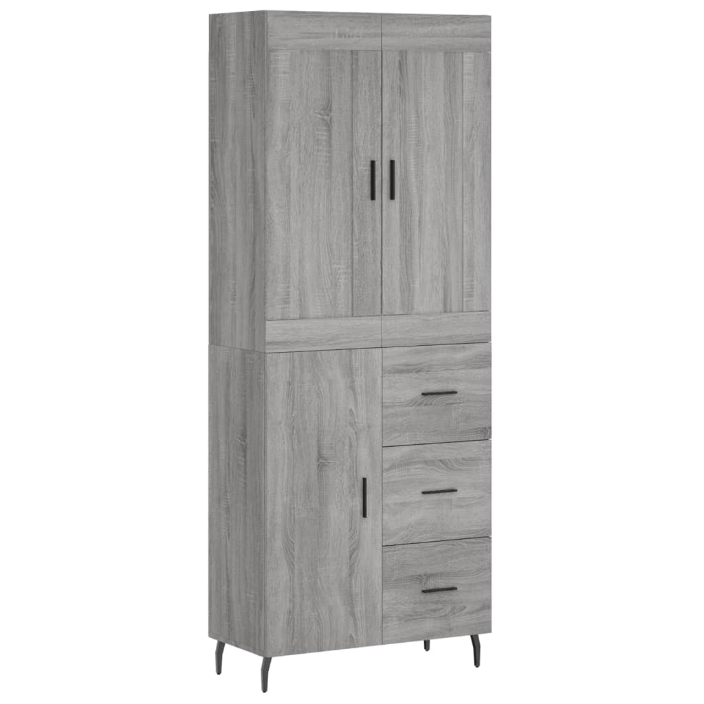 Hoge kast 69,5x34x180 cm bewerkt hout grijs sonoma eikenkleurig - AllerleiShop