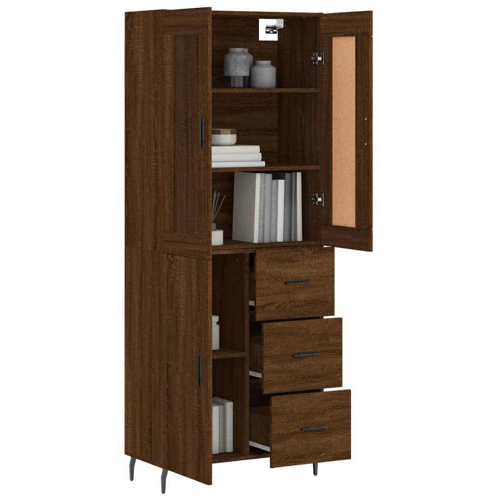 Hoge kast 69,5x34x180 cm bewerkt hout bruin eikenkleur - AllerleiShop