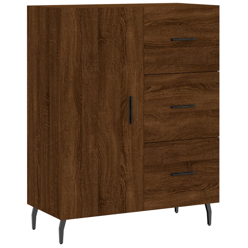 Hoge kast 69,5x34x180 cm bewerkt hout bruin eikenkleur - AllerleiShop