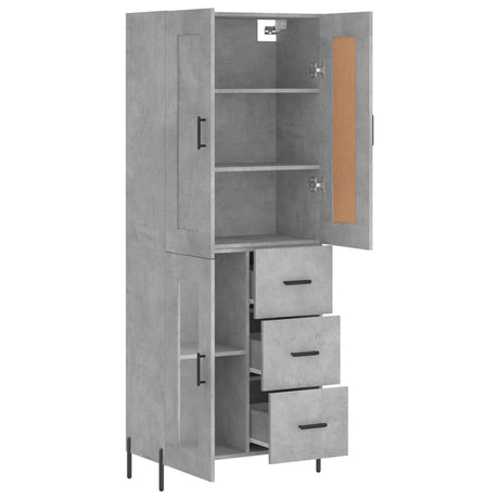 Hoge kast 69,5x34x180 cm bewerkt hout betongrijs - AllerleiShop