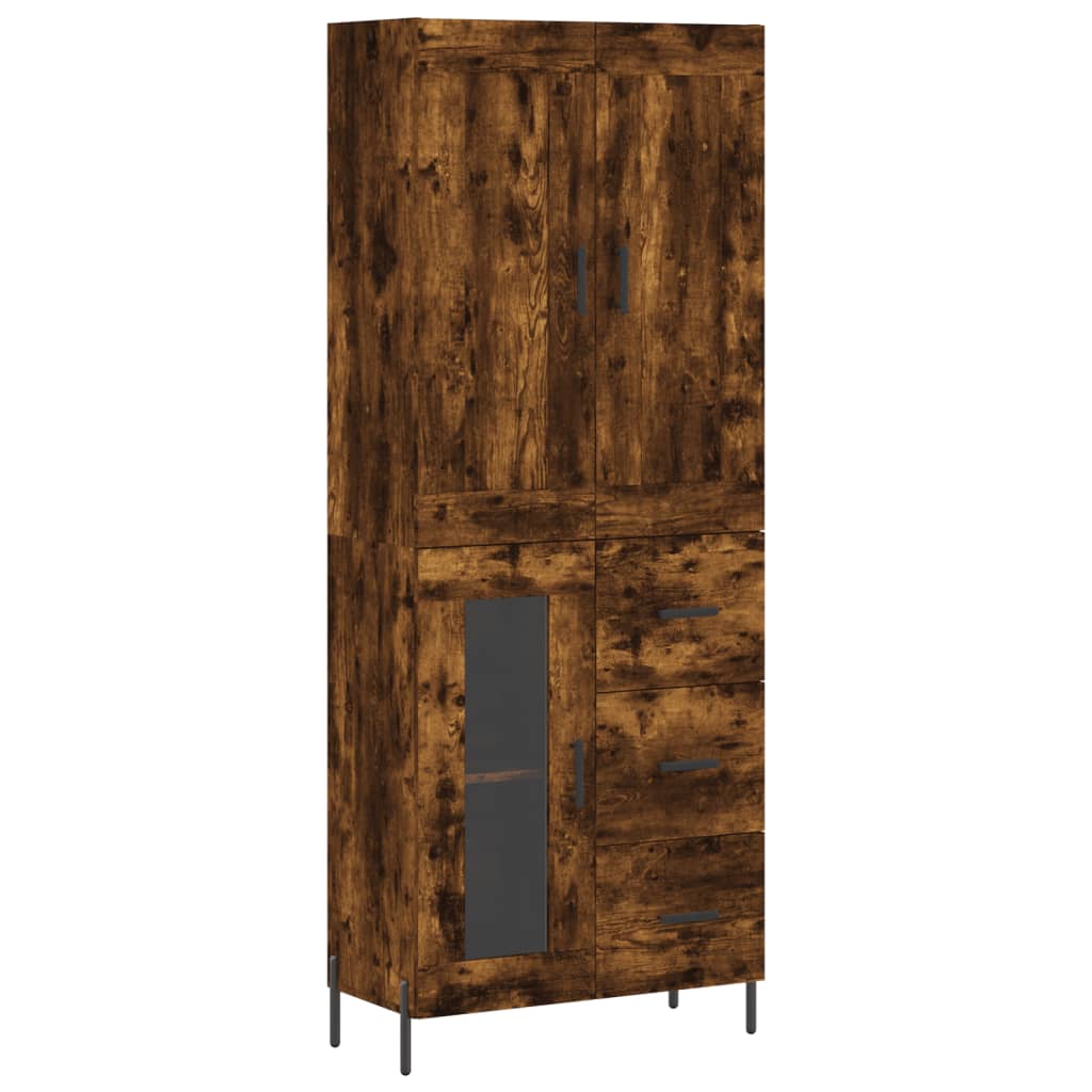 Hoge kast 69,5x34x180 cm bewerkt hout gerookt eikenkleurig - AllerleiShop