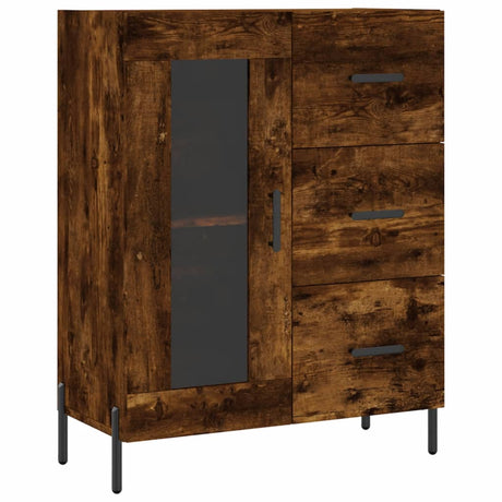 Hoge kast 69,5x34x180 cm bewerkt hout gerookt eikenkleurig - AllerleiShop