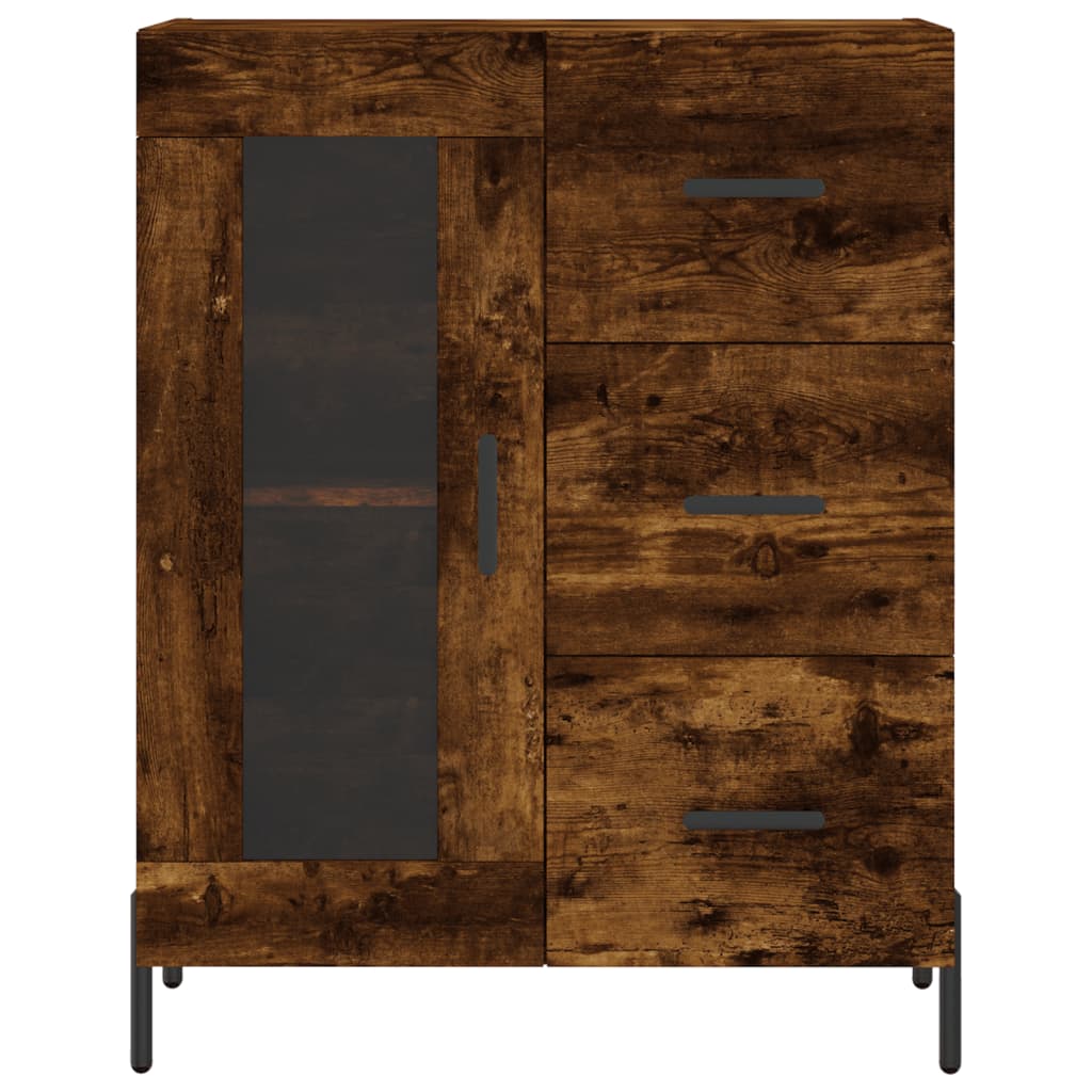 Hoge kast 69,5x34x180 cm bewerkt hout gerookt eikenkleurig - AllerleiShop