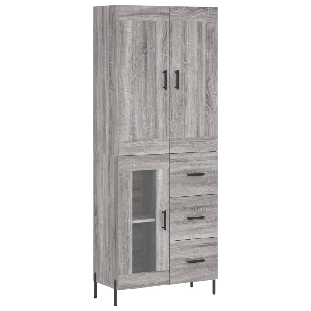 Hoge kast 69,5x34x180 cm bewerkt hout grijs sonoma eikenkleurig - AllerleiShop