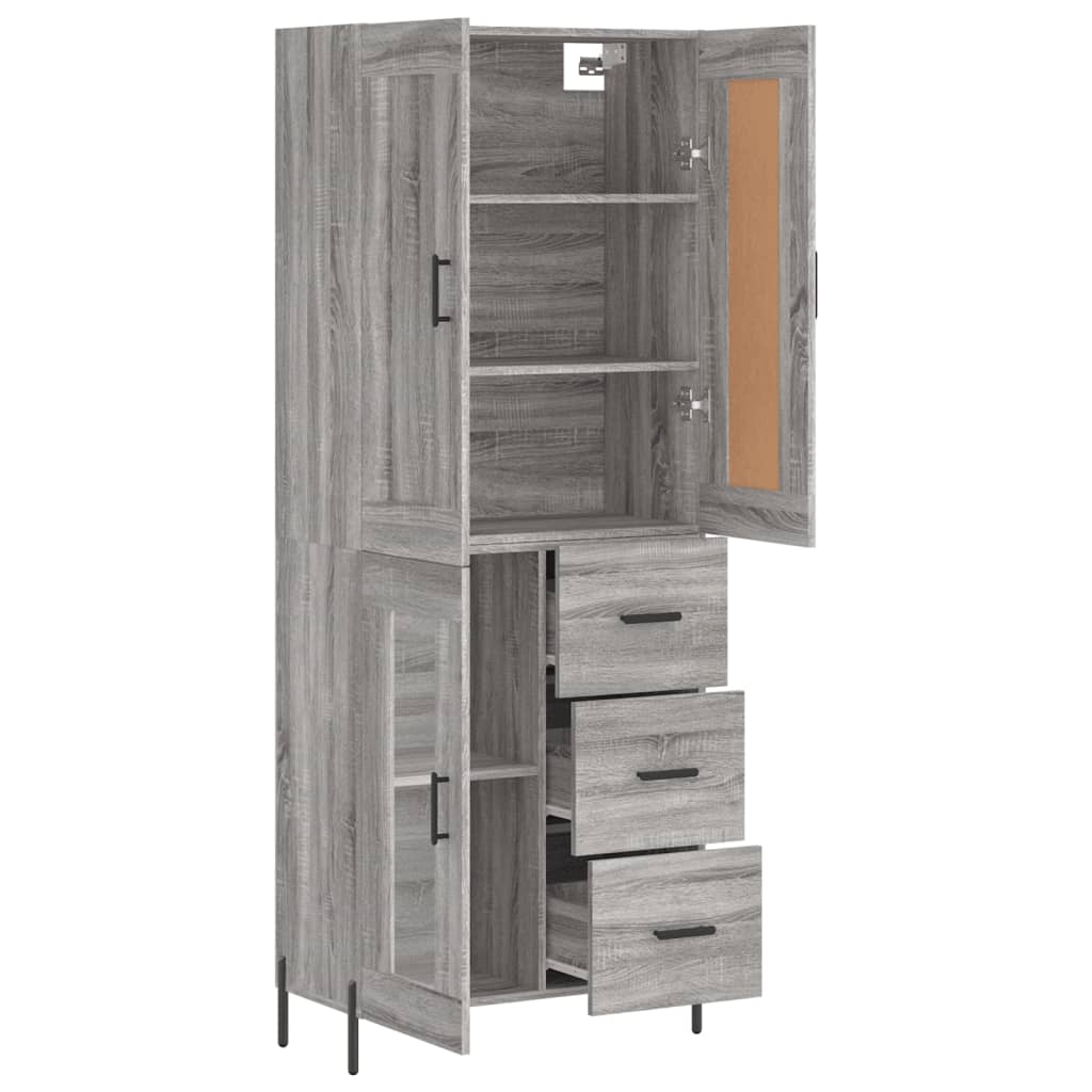 Hoge kast 69,5x34x180 cm bewerkt hout grijs sonoma eikenkleurig - AllerleiShop