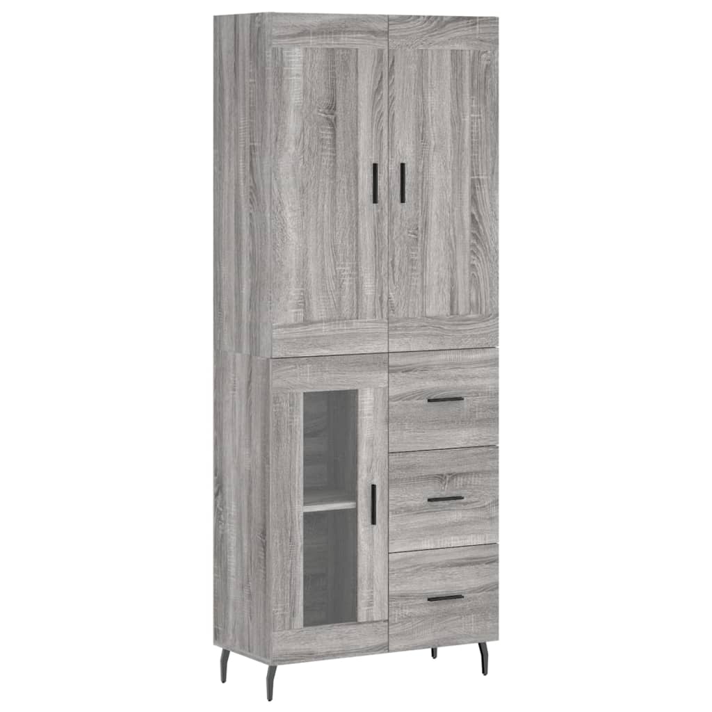 Hoge kast 69,5x34x180 cm bewerkt hout grijs sonoma eikenkleurig - AllerleiShop