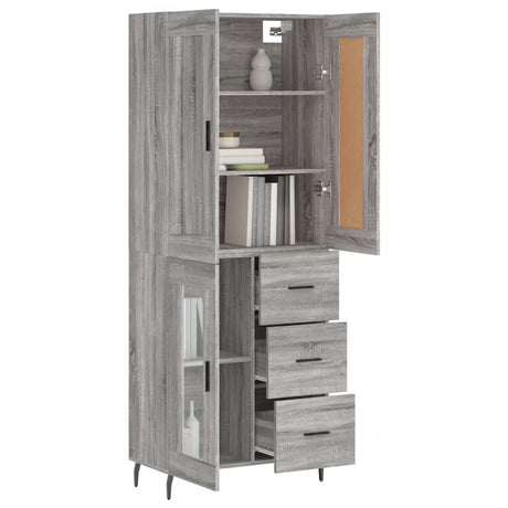 Hoge kast 69,5x34x180 cm bewerkt hout grijs sonoma eikenkleurig - AllerleiShop