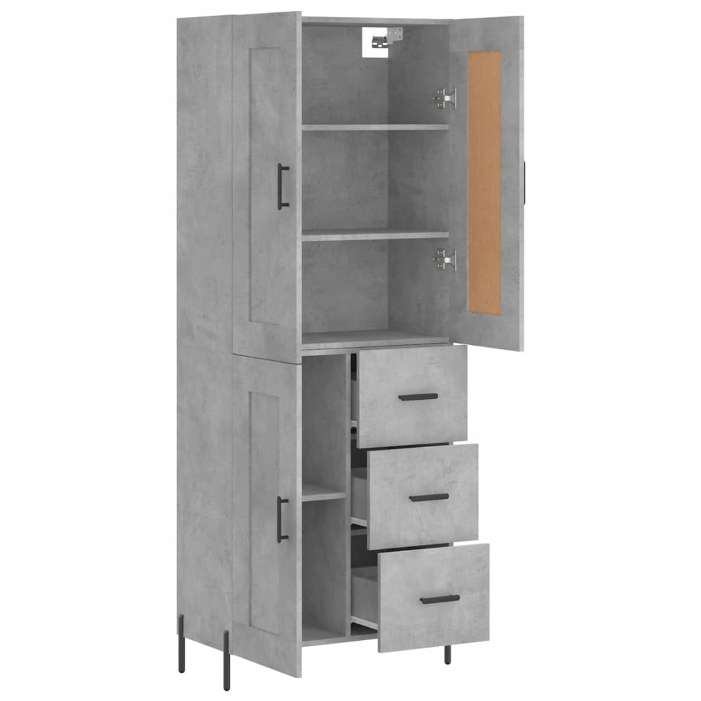 Hoge kast 69,5x34x180 cm bewerkt hout betongrijs - AllerleiShop