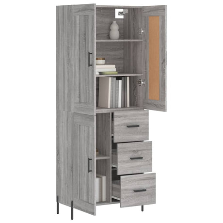 Hoge kast 69,5x34x180 cm bewerkt hout grijs sonoma eikenkleurig - AllerleiShop