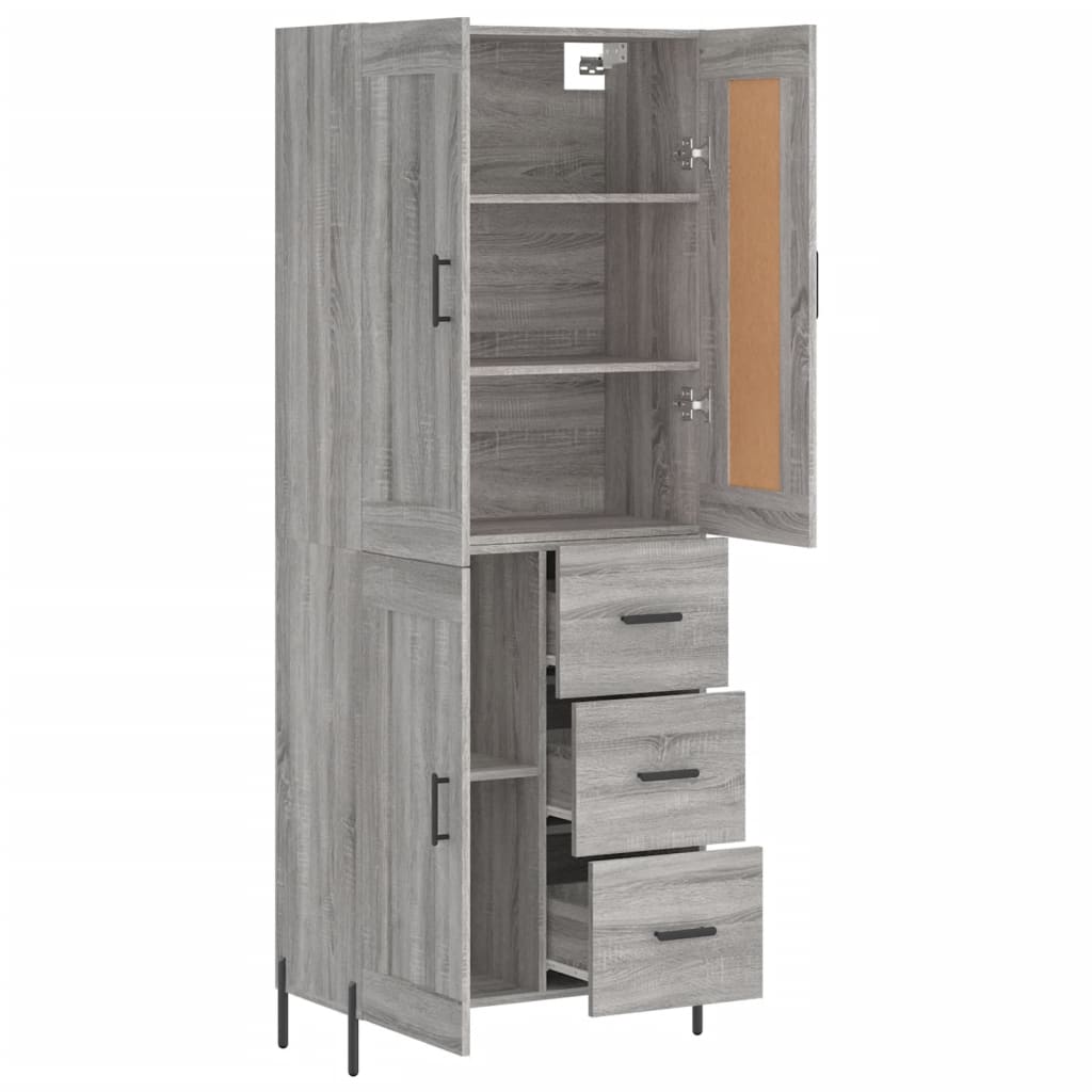 Hoge kast 69,5x34x180 cm bewerkt hout grijs sonoma eikenkleurig - AllerleiShop