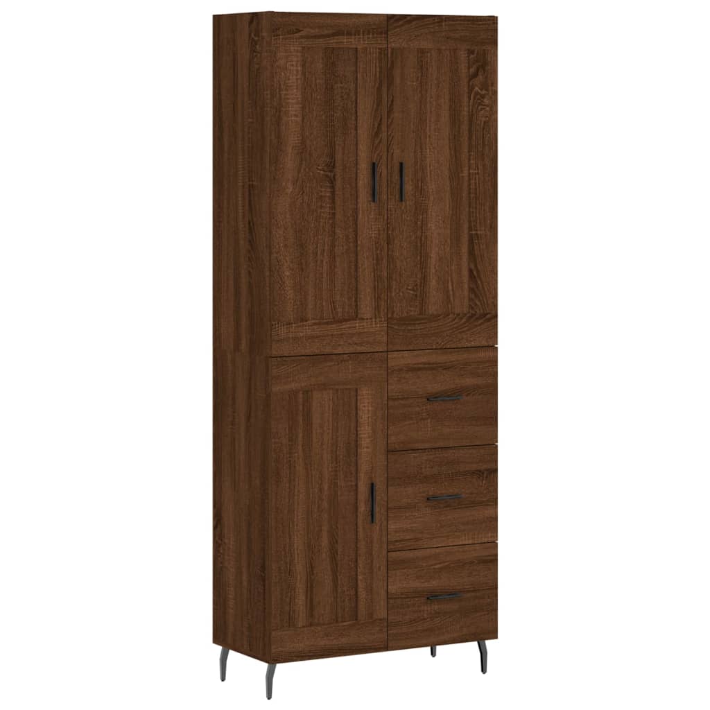 Hoge kast 69,5x34x180 cm bewerkt hout bruin eikenkleur - AllerleiShop