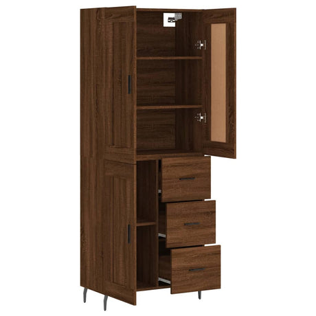 Hoge kast 69,5x34x180 cm bewerkt hout bruin eikenkleur - AllerleiShop