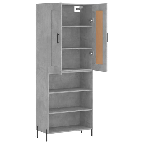 Hoge kast 69,5x34x180 cm bewerkt hout betongrijs - AllerleiShop