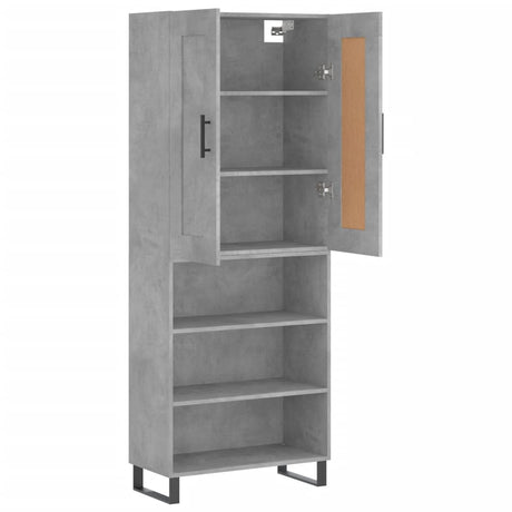 Hoge kast 69,5x34x180 cm bewerkt hout betongrijs - AllerleiShop