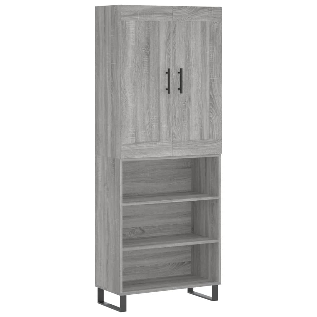 Hoge kast 69,5x34x180 cm bewerkt hout grijs sonoma eikenkleurig - AllerleiShop