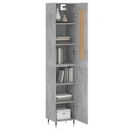 Hoge kast 34,5x34x180 cm bewerkt hout betongrijs - AllerleiShop