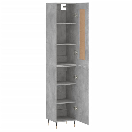 Hoge kast 34,5x34x180 cm bewerkt hout betongrijs - AllerleiShop