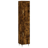 Hoge kast 34,5x34x180 cm bewerkt hout gerookt eikenkleurig - AllerleiShop