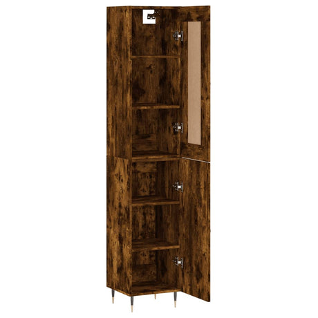 Hoge kast 34,5x34x180 cm bewerkt hout gerookt eikenkleurig - AllerleiShop