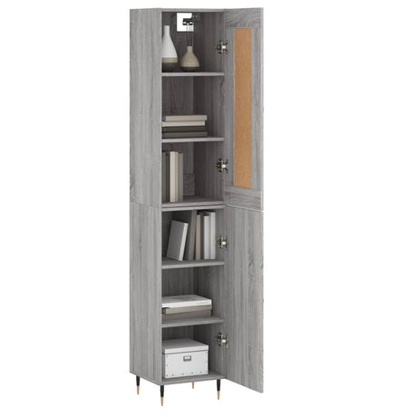 Hoge kast 34,5x34x180 cm bewerkt hout grijs sonoma eikenkleurig - AllerleiShop