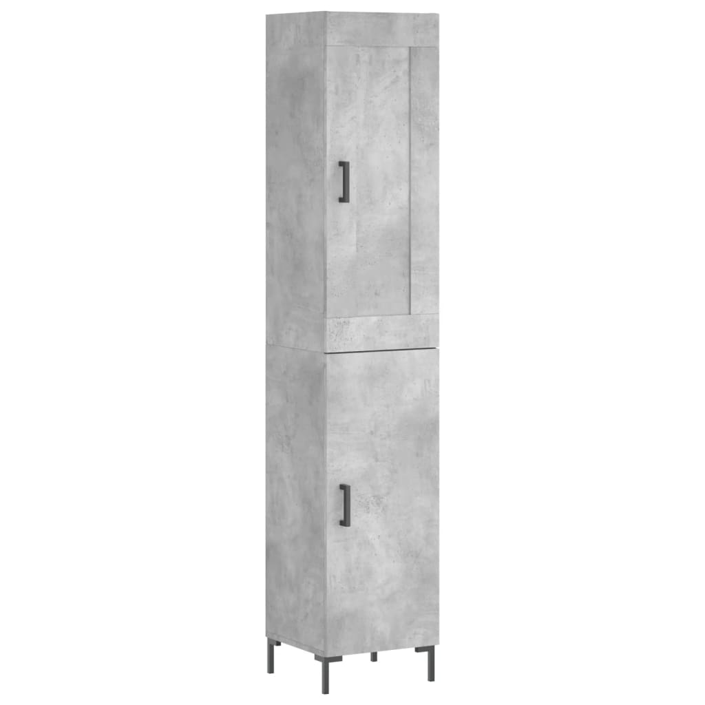 Hoge kast 34,5x34x180 cm bewerkt hout betongrijs - AllerleiShop