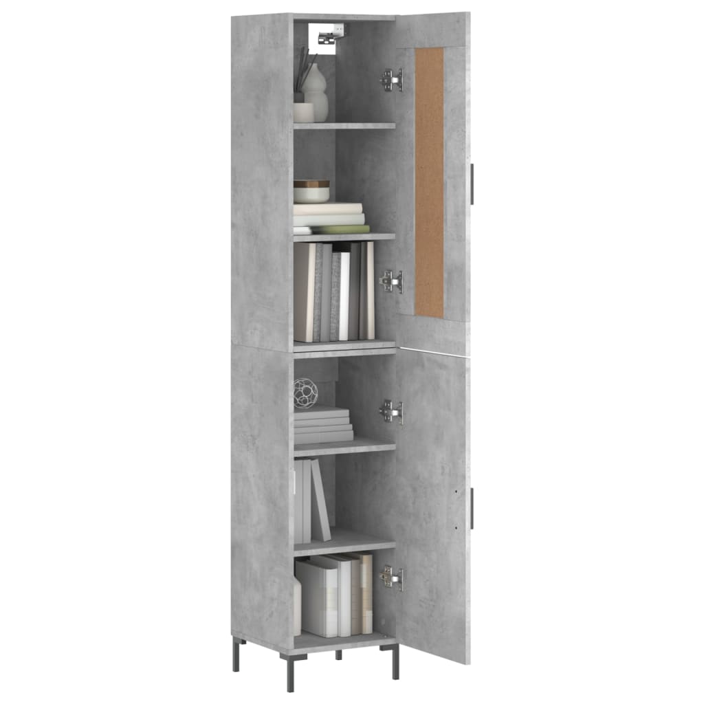 Hoge kast 34,5x34x180 cm bewerkt hout betongrijs - AllerleiShop