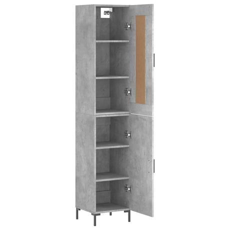 Hoge kast 34,5x34x180 cm bewerkt hout betongrijs - AllerleiShop