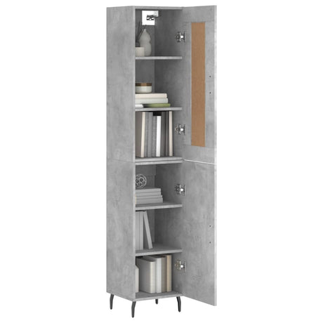 Hoge kast 34,5x34x180 cm bewerkt hout betongrijs - AllerleiShop