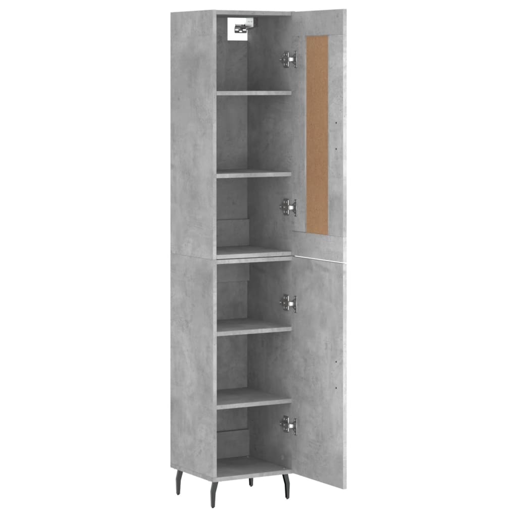 Hoge kast 34,5x34x180 cm bewerkt hout betongrijs - AllerleiShop