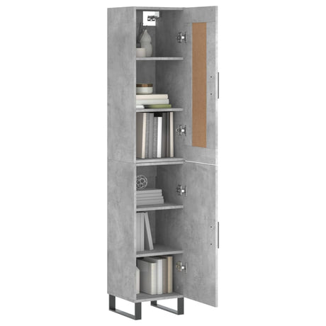 Hoge kast 34,5x34x180 cm bewerkt hout betongrijs - AllerleiShop