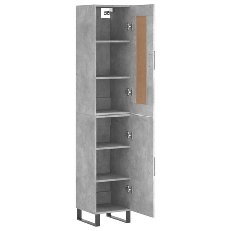 Hoge kast 34,5x34x180 cm bewerkt hout betongrijs - AllerleiShop