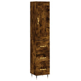 Hoge kast 34,5x34x180 cm bewerkt hout gerookt eikenkleurig - AllerleiShop