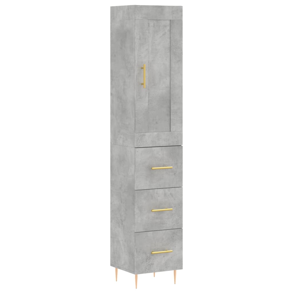 Hoge kast 34,5x34x180 cm bewerkt hout betongrijs - AllerleiShop