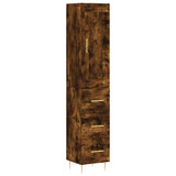 Hoge kast 34,5x34x180 cm bewerkt hout gerookt eikenkleurig - AllerleiShop