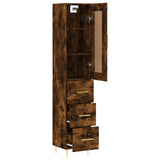 Hoge kast 34,5x34x180 cm bewerkt hout gerookt eikenkleurig - AllerleiShop