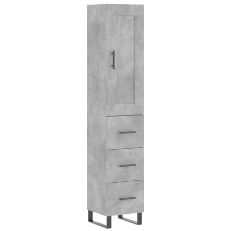 Hoge kast 34,5x34x180 cm bewerkt hout betongrijs - AllerleiShop