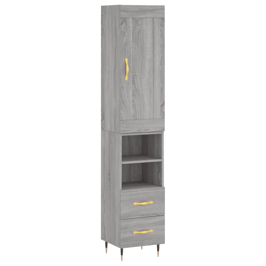 Hoge kast 34,5x34x180 cm bewerkt hout grijs sonoma eikenkleurig - AllerleiShop