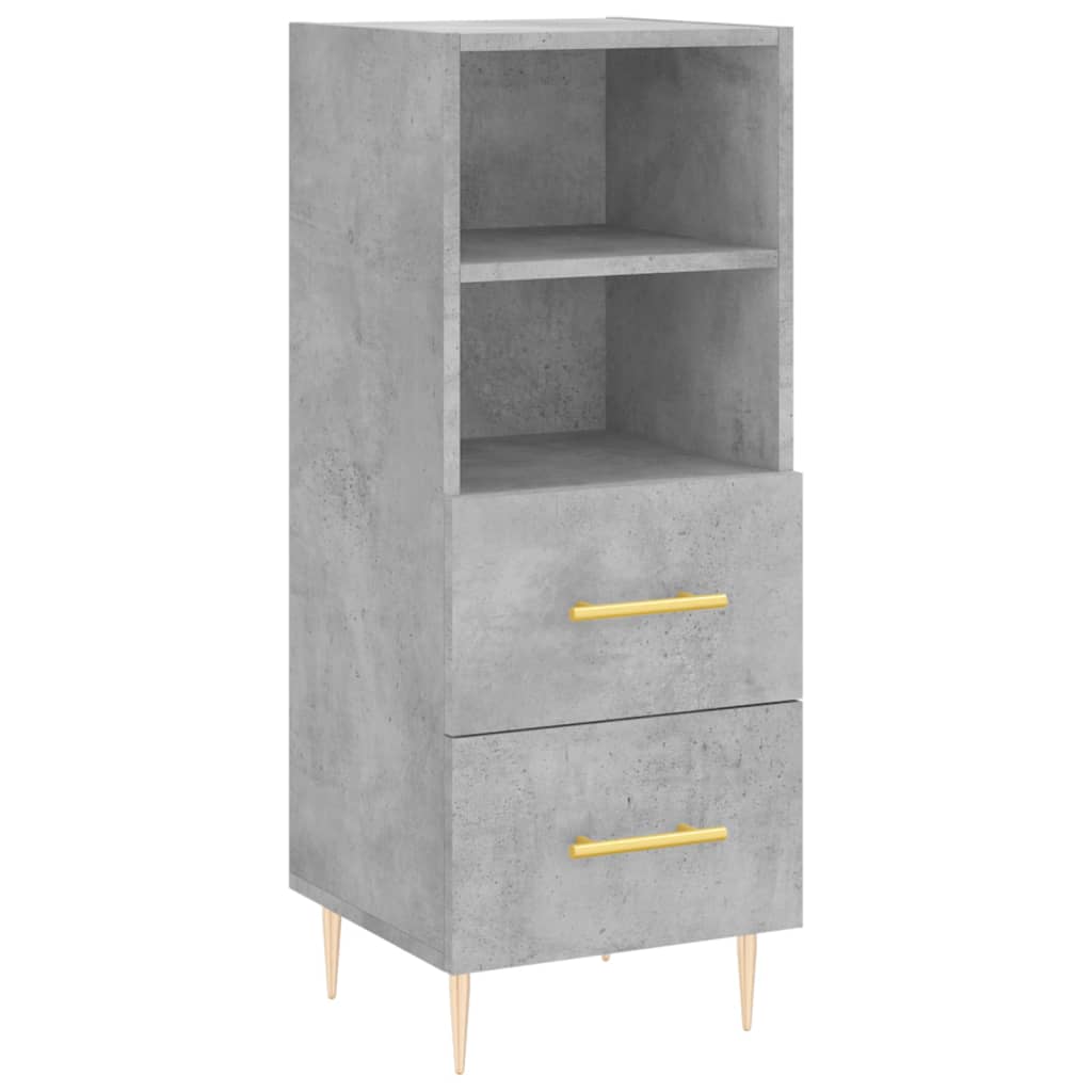 Hoge kast 34,5x34x180 cm bewerkt hout betongrijs - AllerleiShop