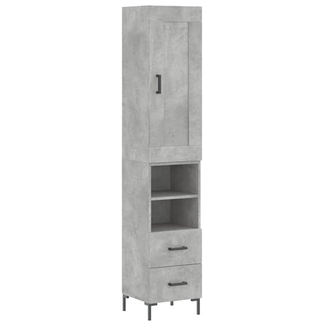 Hoge kast 34,5x34x180 cm bewerkt hout betongrijs - AllerleiShop