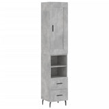 Hoge kast 34,5x34x180 cm bewerkt hout betongrijs - AllerleiShop