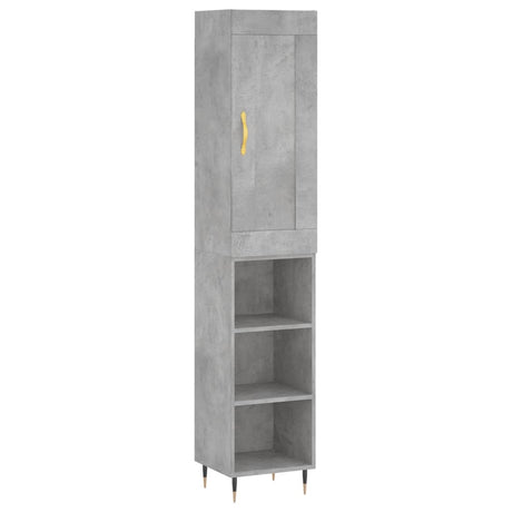 Hoge kast 34,5x34x180 cm bewerkt hout betongrijs - AllerleiShop