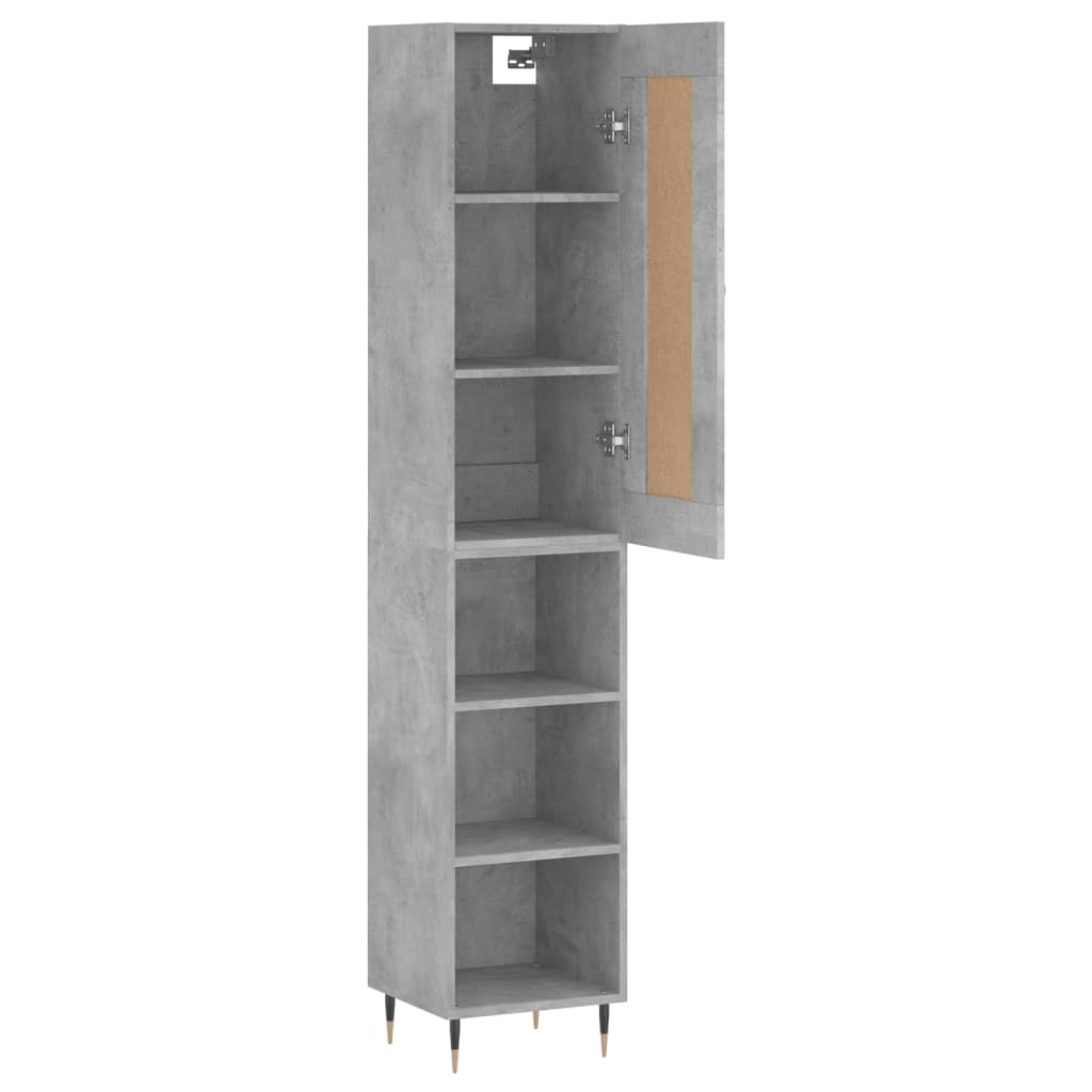 Hoge kast 34,5x34x180 cm bewerkt hout betongrijs - AllerleiShop