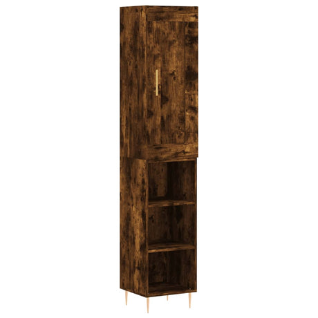 Hoge kast 34,5x34x180 cm bewerkt hout gerookt eikenkleurig - AllerleiShop