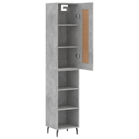 Hoge kast 34,5x34x180 cm bewerkt hout betongrijs - AllerleiShop