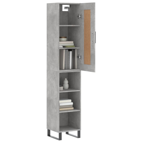 Hoge kast 34,5x34x180 cm bewerkt hout betongrijs - AllerleiShop