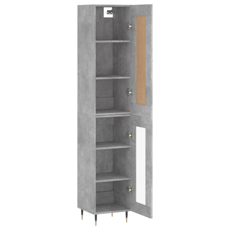 Hoge kast 34,5x34x180 cm bewerkt hout betongrijs - AllerleiShop